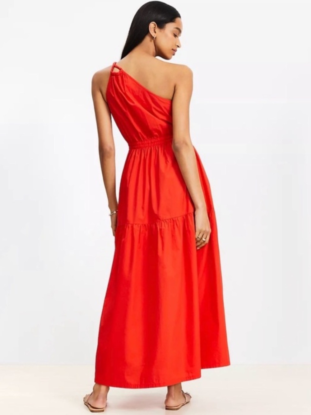 LOFT Beach Poplin One Shoulder Maxi Pocket Dress - Picture 2 of 11